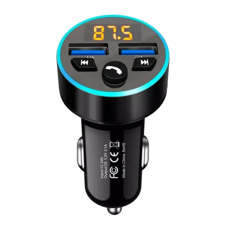 Smart Auto Handsfree FM Transmitter Car Mp3 Player QC3.0 Fast Dual USB Car Charger For Mobile Phone