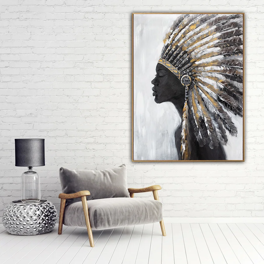African Women Hand-painted Oil Painting Wholesale Custom Classical Canvas Wall Painting Abstract Figure Decorative Oil Painting