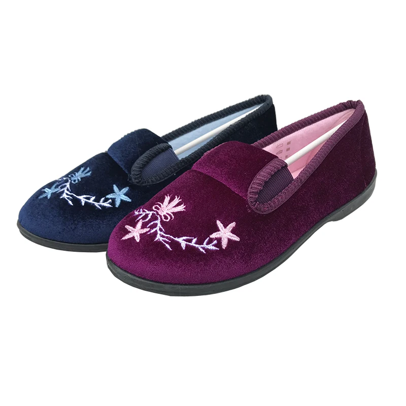 Navy color purple color with double elastic classic elder women shoes