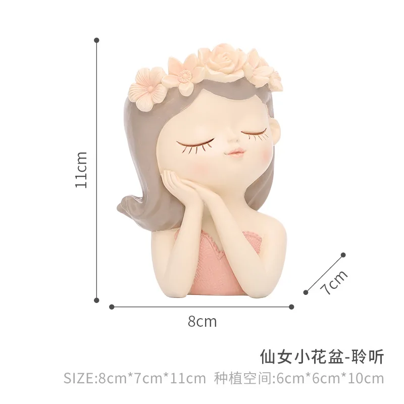 High Quality Flower Pot Resin Flowerpot Creative girl shape resin small flower pot gardening succulent flower pots