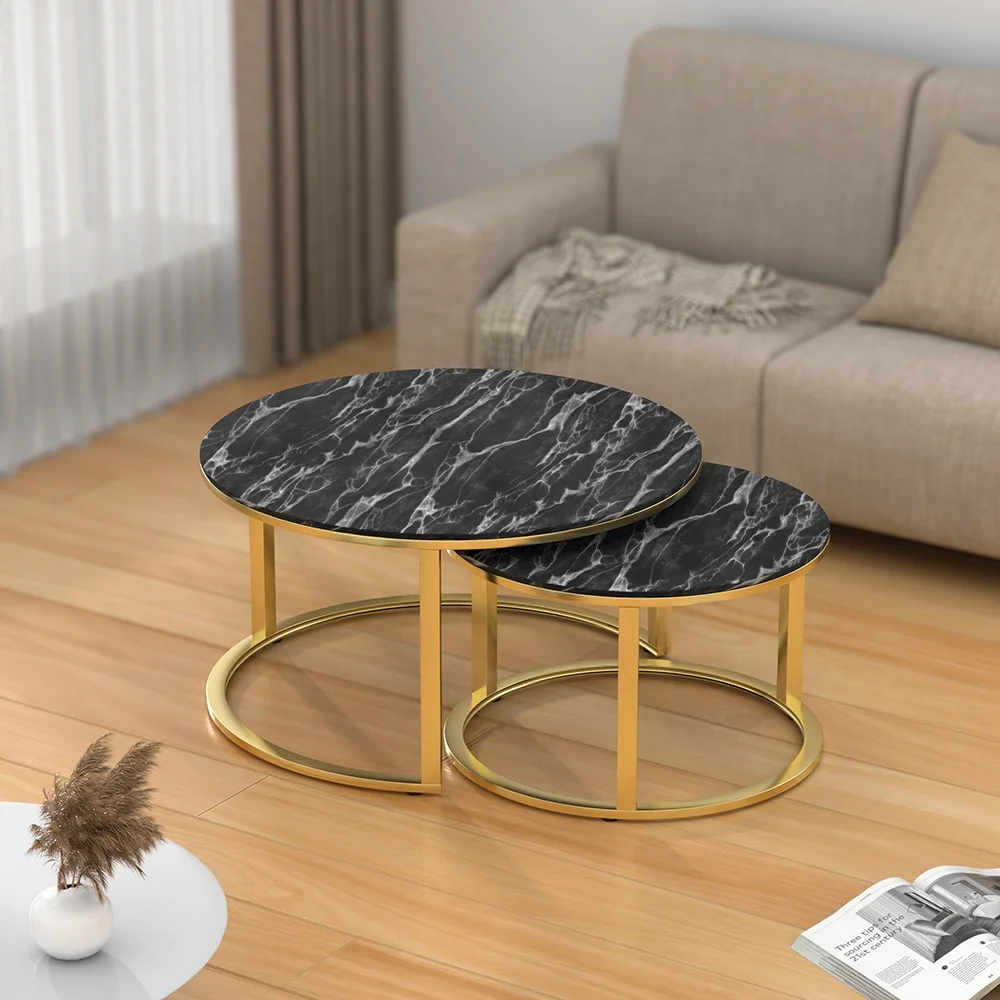 Modern luxury balcony leisure small apartment round marble coffee tea table