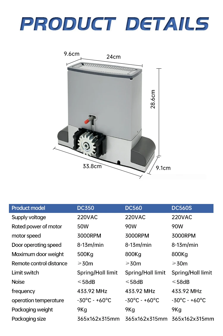 Newly Launched Home Garden Villa Intelligent Safety Dc 24v 500kg Linear Automatic Sliding Gate Motor