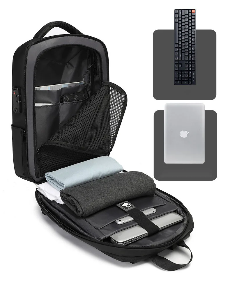 Enlarged EVA Men Hard Shell Business Backpack Waterproof Anti- Theft Laptop Bag Backpack With USB Charging Port TSA Lock