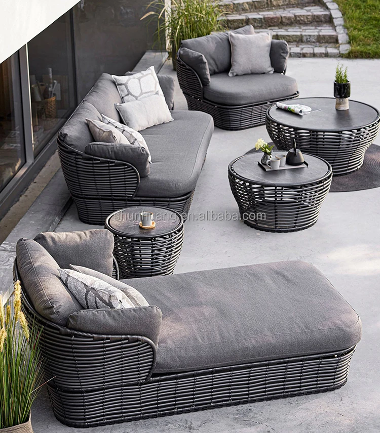 Новый популярный открытый ротанговый диван мебель для домашнего использования садовый плетеный с журнальным столиком