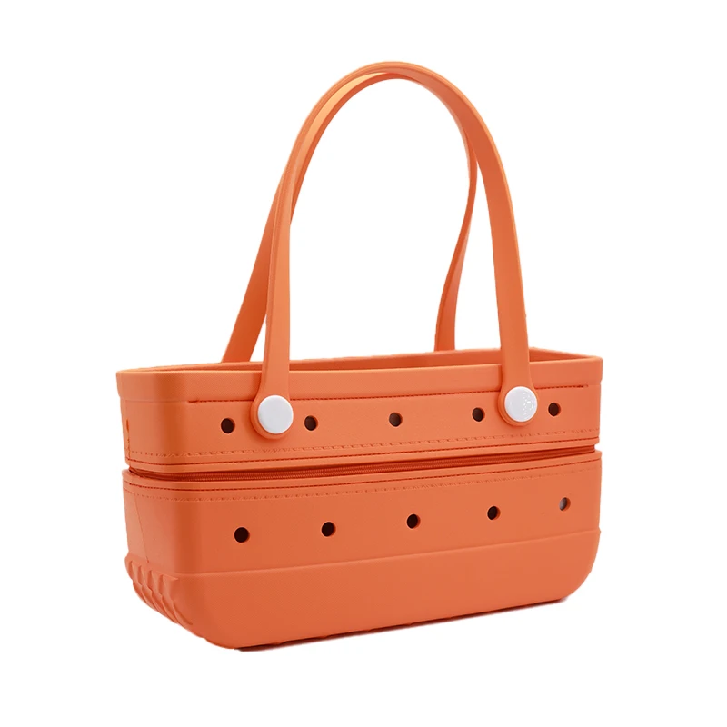 Summer new zipper waterproof eva tote beach bag unisex portable rubber eva handbag travel camping silicone eva bag