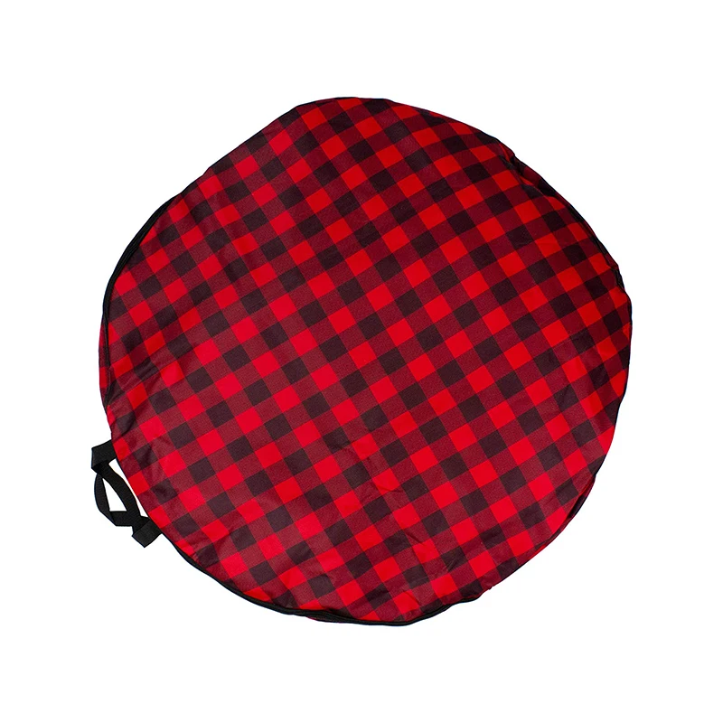 Customized  Red Large Round Christmas Wreath Storage Container Zipper Bag