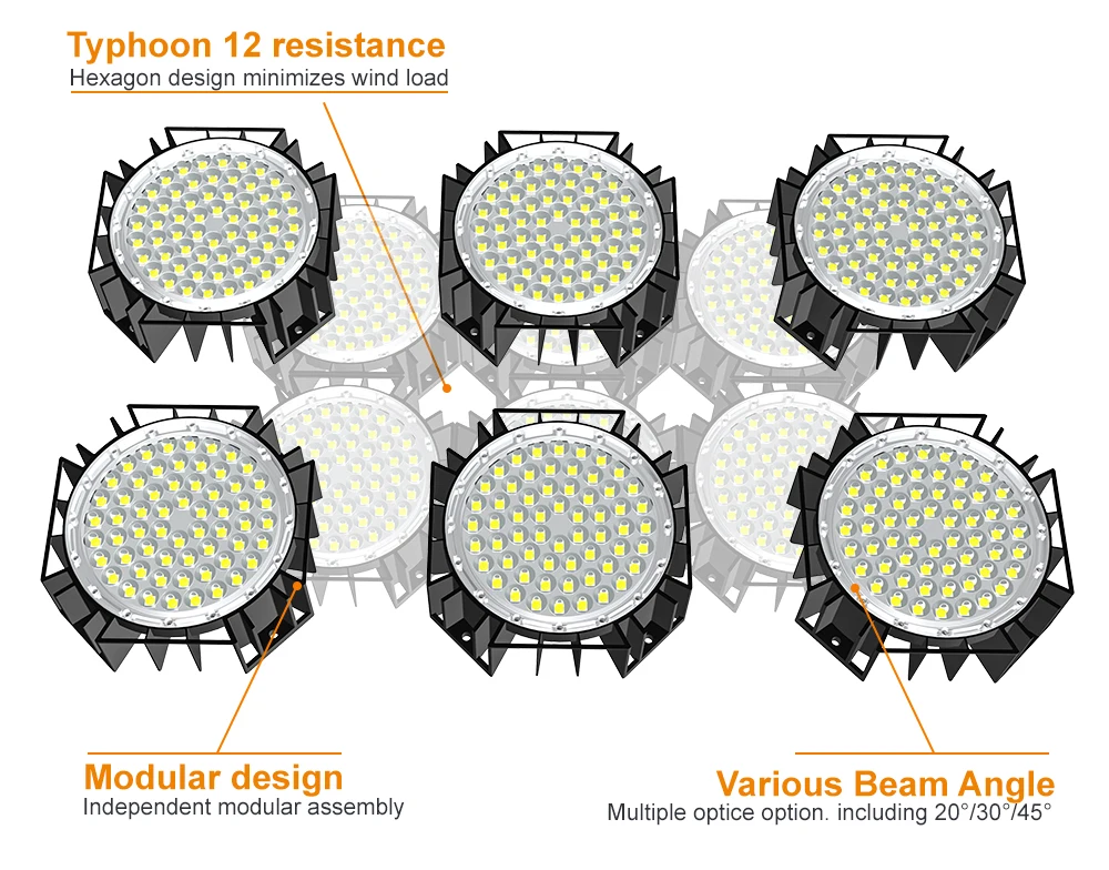  С защитой от ветра устойчивый 16 уровень Тайфун открытый 1000w led Спортивная площадка освещения