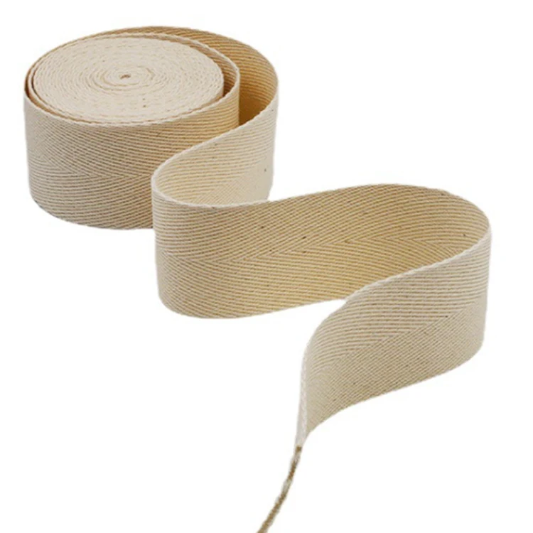 Custom High Quality Woven Cotton Webbing Cotton Ribbon Twill Tape Herringbone Webbing