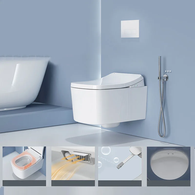 Red Smart Commode Wc Toilets Set Ceramic Water Closet Wall Hung Intelligent Toilet Bowl