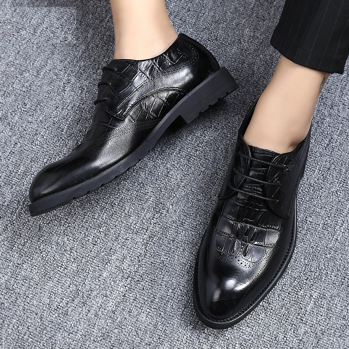 Мужские кожаные туфли на шнуровке, черные удобные деловые классические туфли, новинка 2021