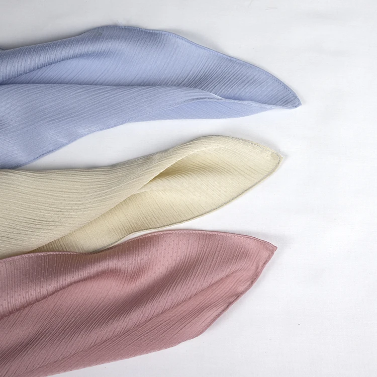 Plain solid color pleated satin silk dotted shawl malaysia head scarf muslim shawl hijab scarves