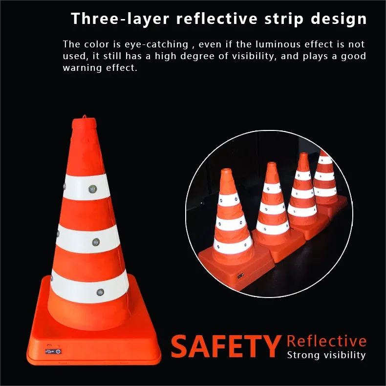 Custom Telescopic Traffic Cones Collapsible Retractable Remote Control Traffic Cone Roadway Safety Traffic Warning Cone