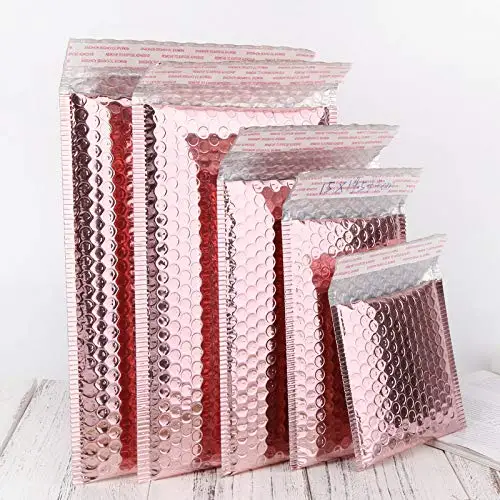 Aluminized rose gold laser film bubble personalized custom waterproof  express packaging bag