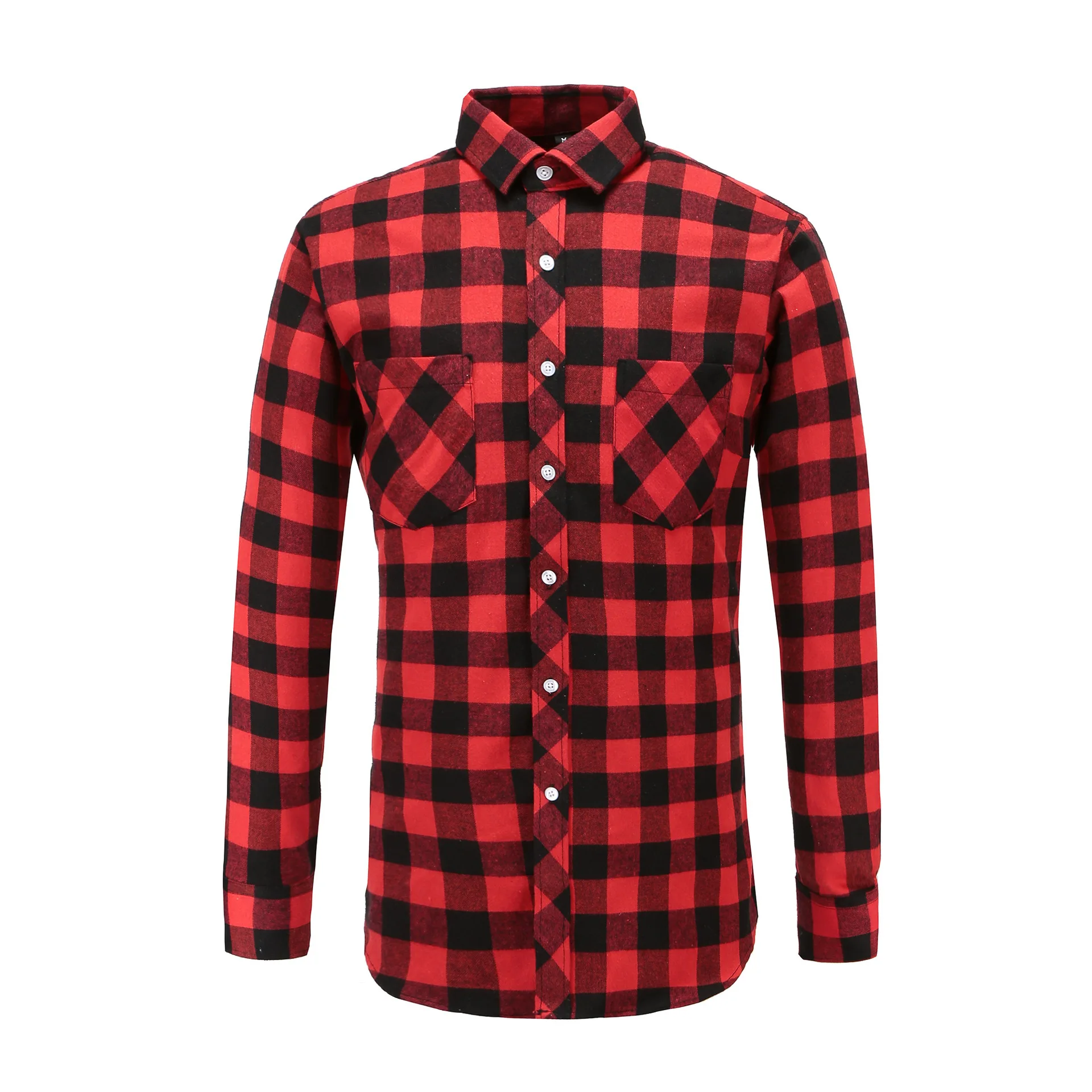 MGOO Custom  Mens  Plaid Pattern Contrast Plaid Print Button Up Pocket Shirt flannel  long Sleeves Shirt wholesale casual shirts