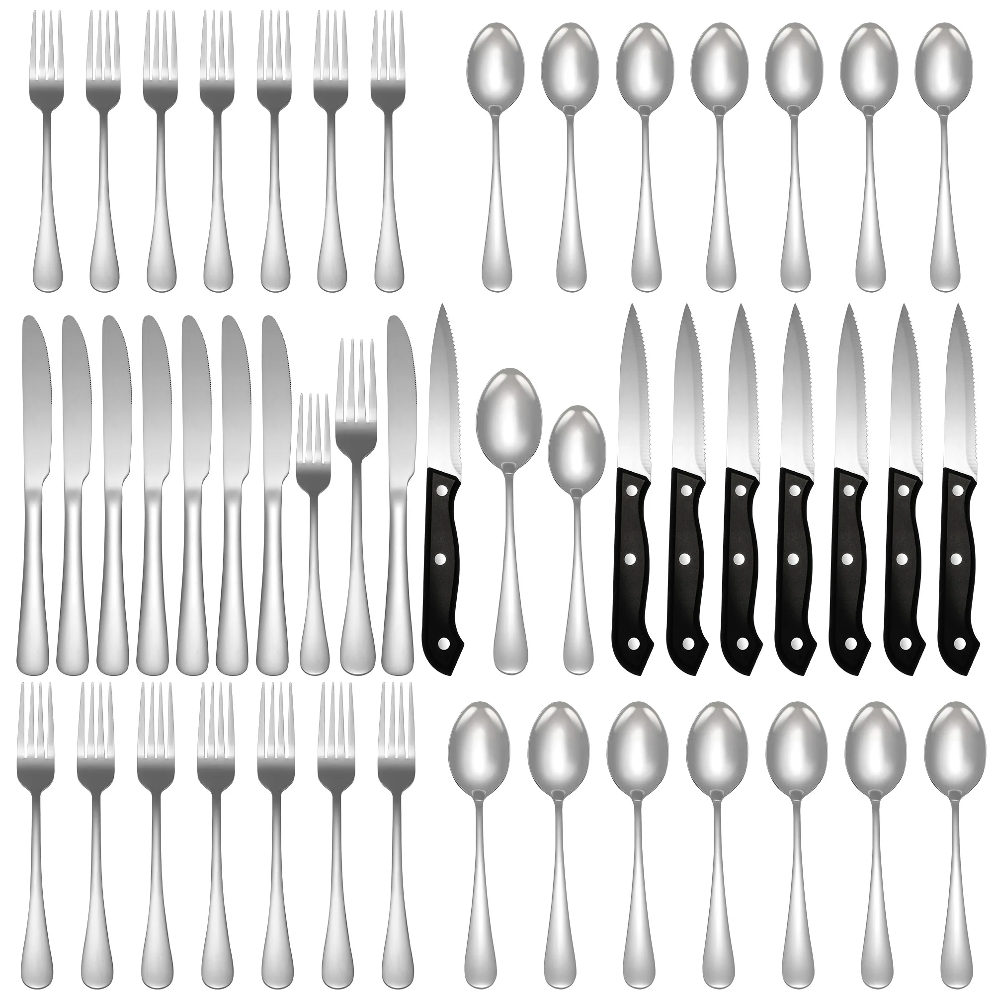 Luxury Western 36/48/72 pcs Fork Knife And Spoon Set Stainless Steel Silver Black Rose Gold Flatware Kitchen Wedding Cutlery Set
