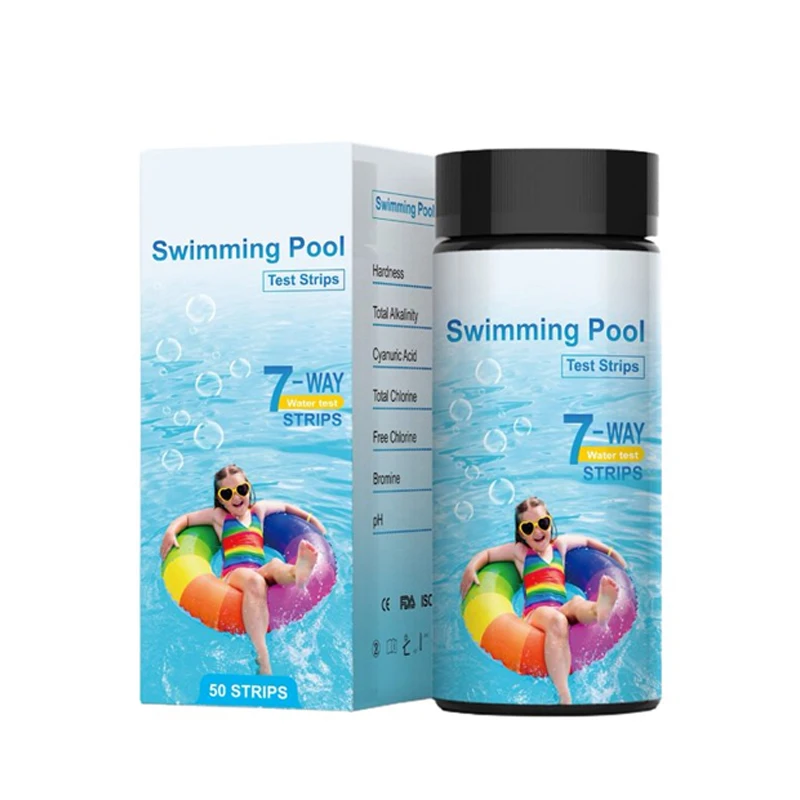 Professional 7 in 1 Swimming Pool Water Test Strips Flexible and Durable Strips For Water pH Chlorine Test Paper