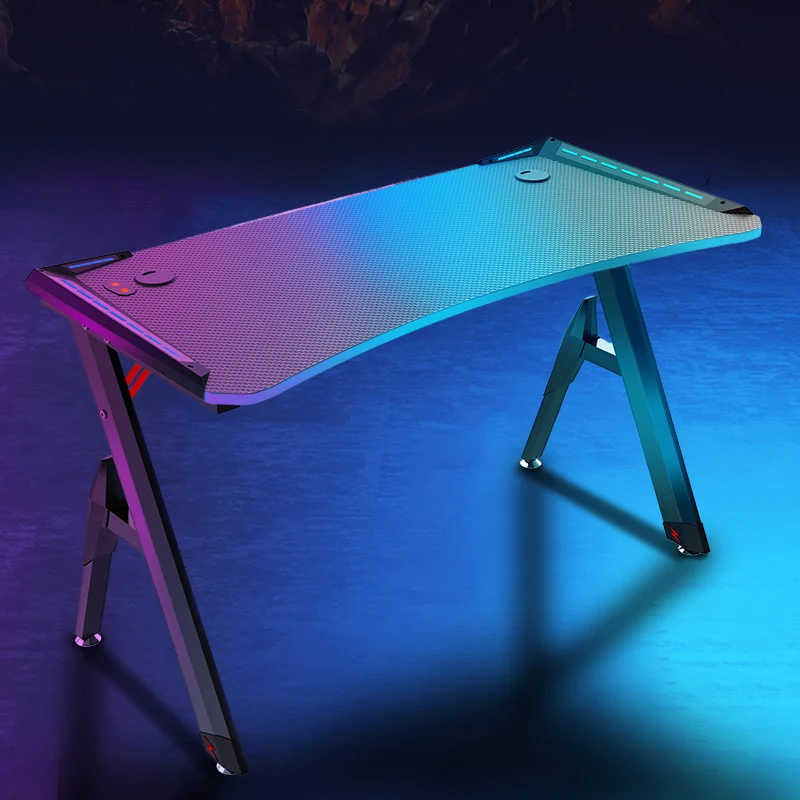 
Factory Direct New Model Premium Price RGB Gaming Desk Pc Desk Home Office Desk With LED Light H-Shape Gaming table 