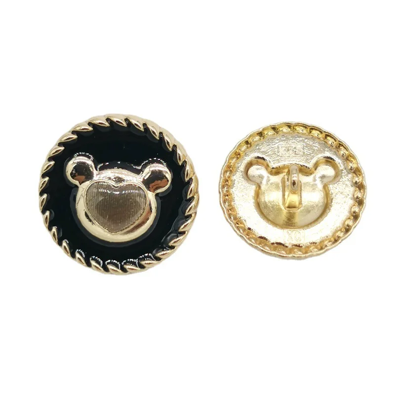 Sew-on Snap Buttons Metal Bear Sewing Shank Button for Sewing Clothing Black and Silvery 25mm For Women Clothes