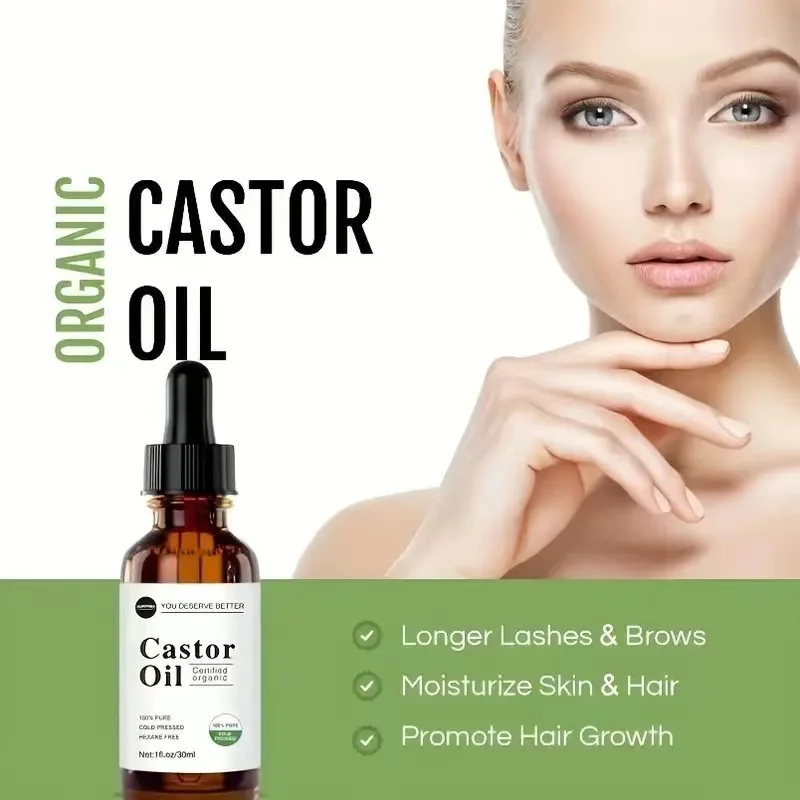 Organic castor oil is used to thicken, thicken, and stimulate the growth of eyelashes, eyebrows, and hair fast hair growth