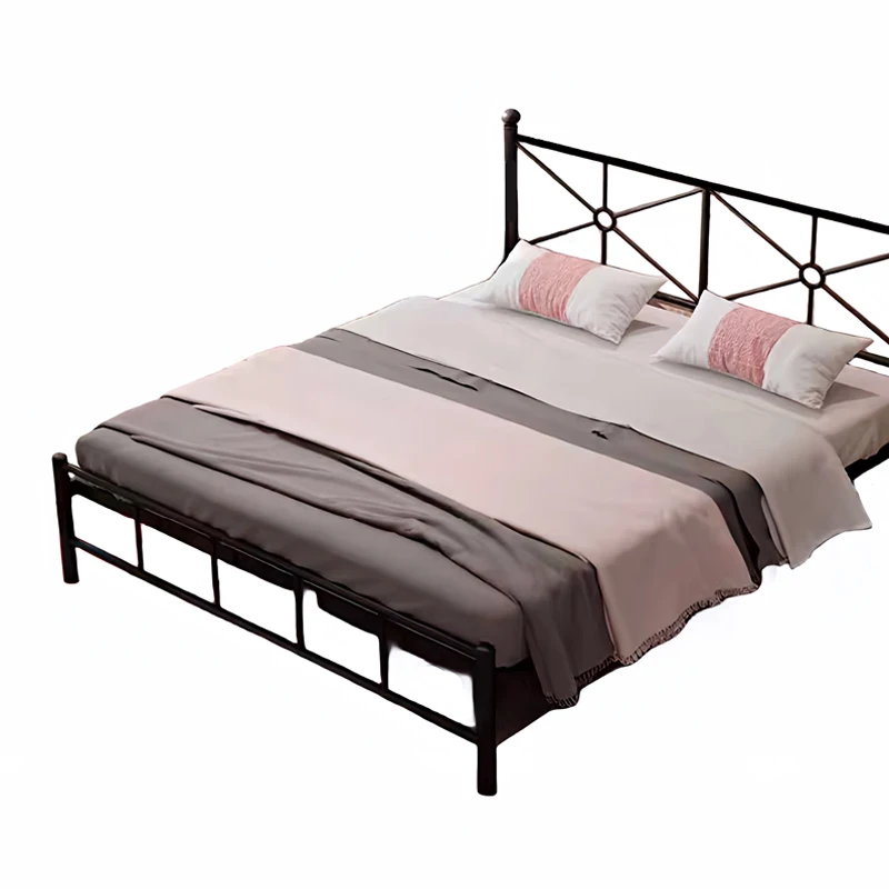 Factory wholesale Hot sale Metal Bed with modern design King size Iron frame for Home Bedroom Furniture
