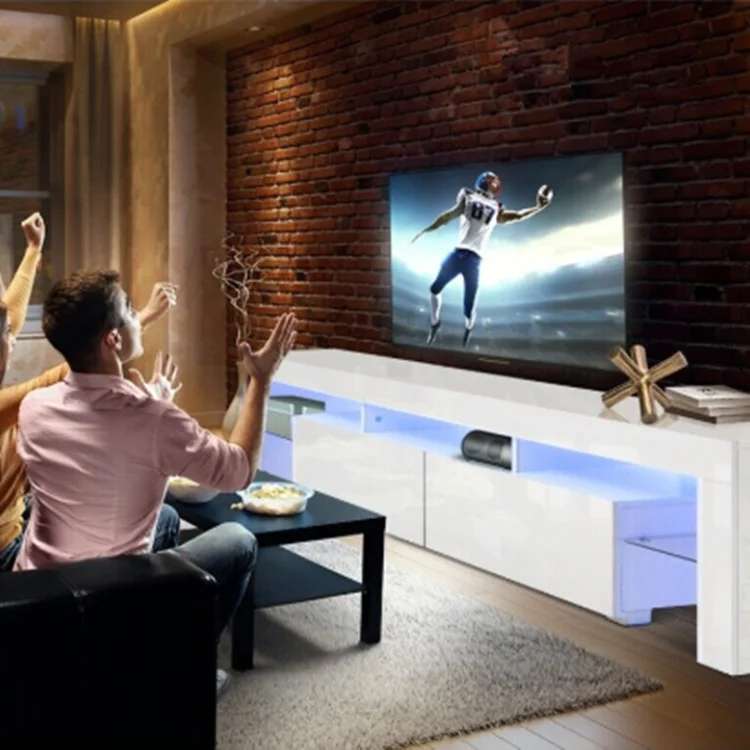 Modern Wooden simple design high gloss and  LED tv cabinet with drawer