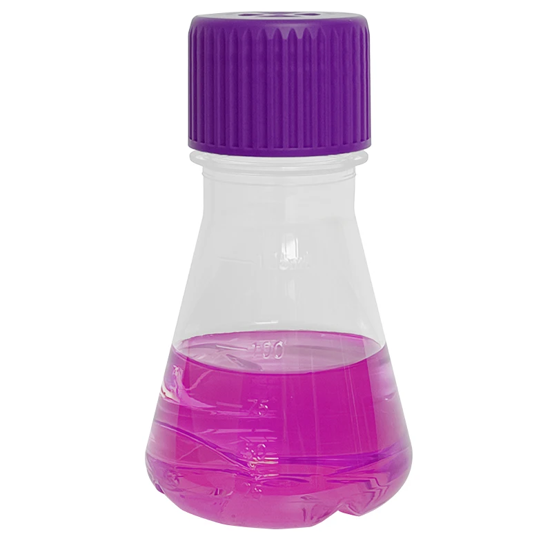 Laboratory Medical Conical PC Plastic Erlenmeyer Shake Flask with Baffled Bottom 125ml 250ml 500ml 1000ml