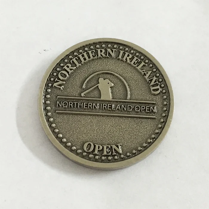 Metal embossed old aged coin with customized company logo