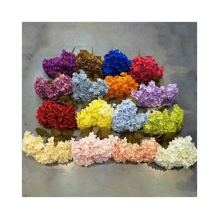 Wholesale Supplies 5 Heads White Silk Hydrangeas Flowers Artificial Flower Wedding Decoration