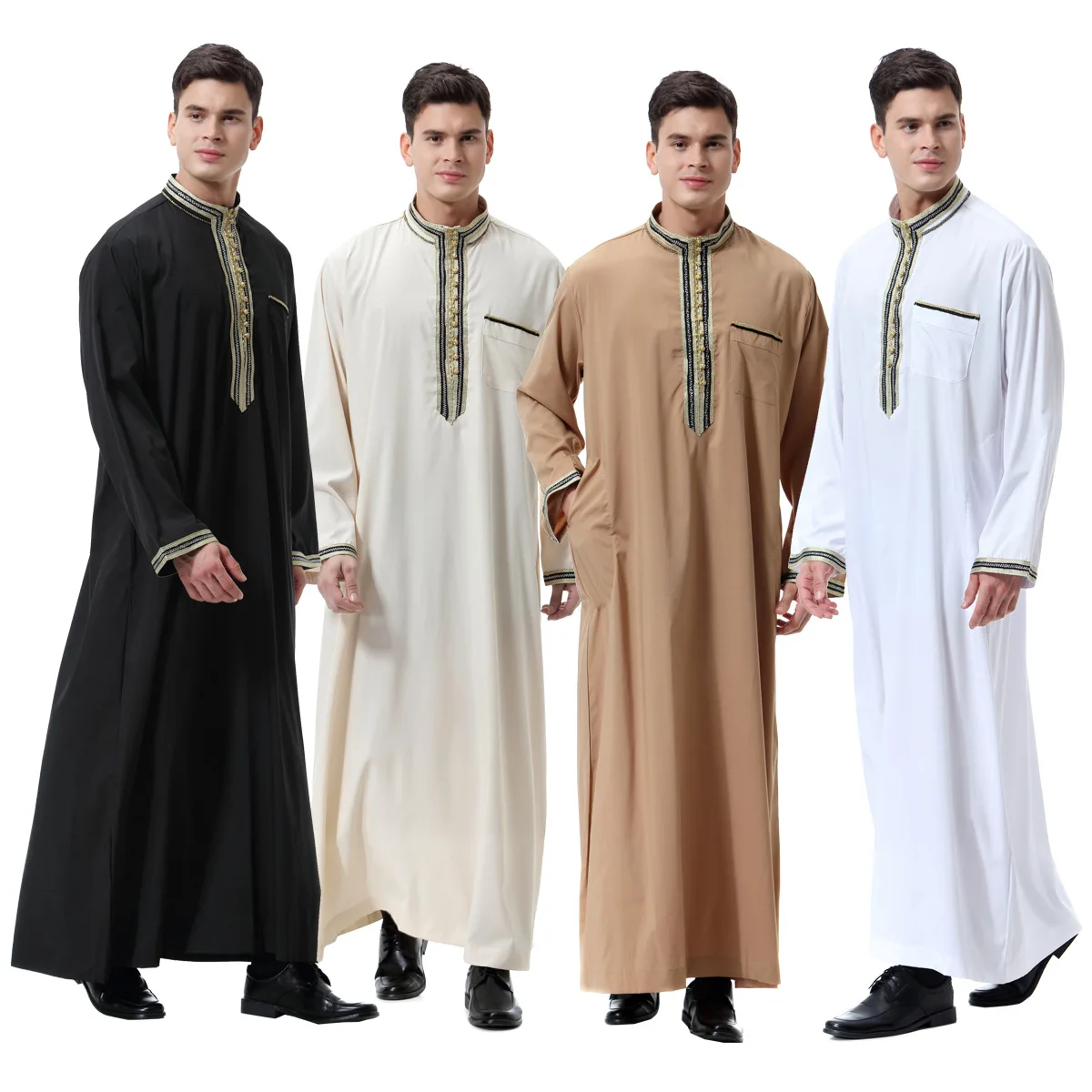 2023 Hot Sale Muslim Man Abaya Islamic Saudi Kaftan Arab Clothes Men Thobe Thawb Caftan