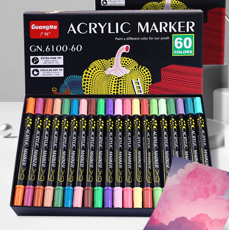 Set Of 12/24/36/48/60 New Acrylic Paint Marker Dual Tip Shiny Colors None Toxic With Good Price