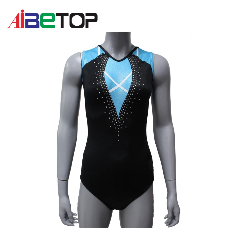 Black Metallic Gymnastics Leotards Rhinestones Competition Leotard gymnastics girls