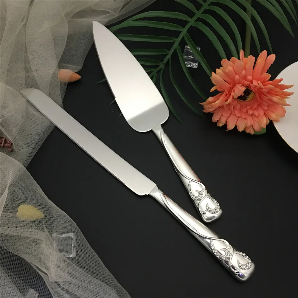 High grade stainless steel Anniversary Vintage Party cake shovel Decoration Silver Wedding cake knife and server set