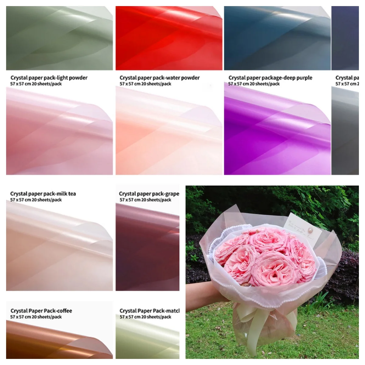 JOYWOOD  Wholesale factory price flower wrapping paper bouquets color transparent cellophane flower paper