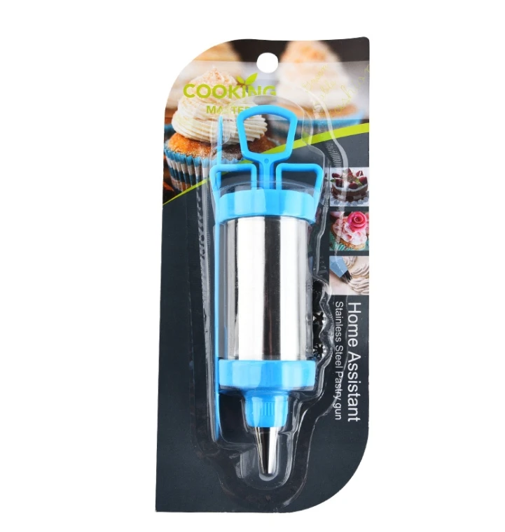 Stainless Steel Cake Press Gun Kit With 3 Icing Tips and a Spatula Pastry for Baking Decorating
