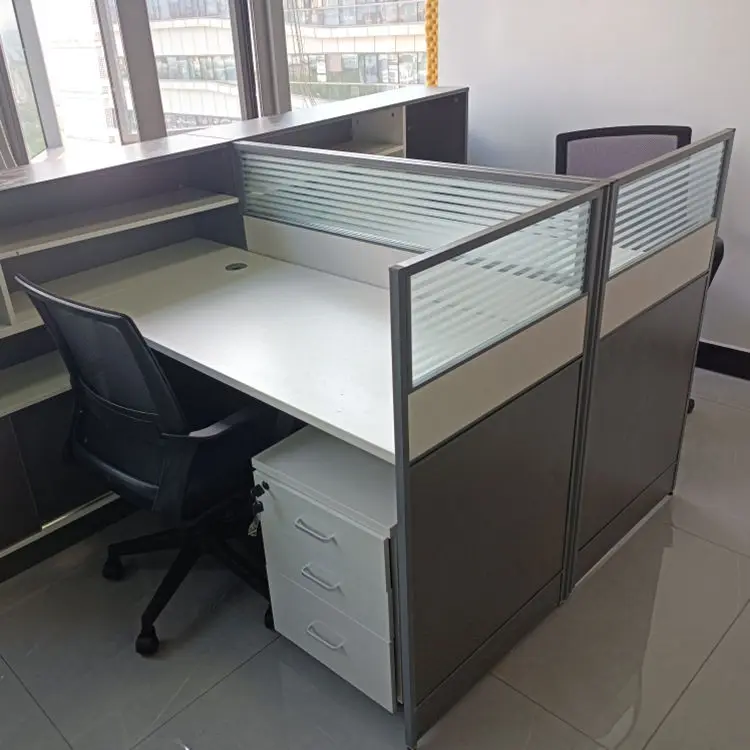 Modern Office Cubicles Workstation Desk Office Furniture 2 Person Staff Desk Wooden Workstation