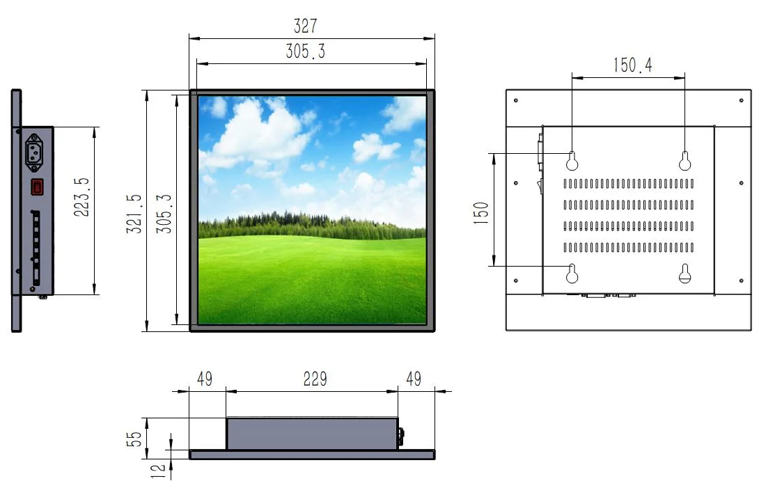 quadrate lcd monitor 17 inch 21.6 inch 22 inch 33.2 inch square tft display
