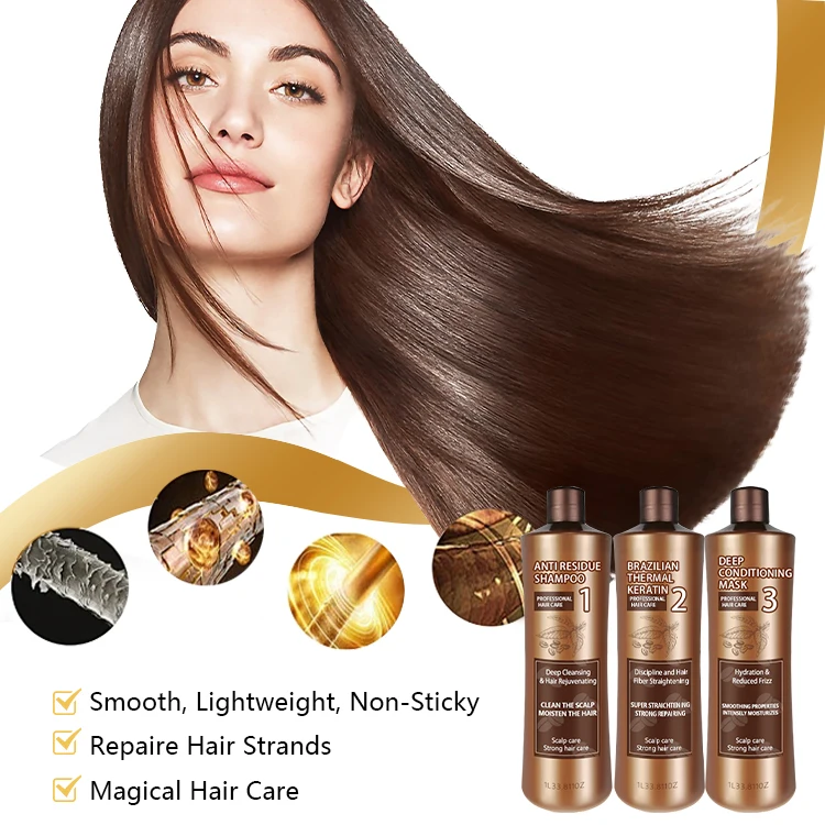 Custom label keratin argan oil shampoo and conditioner set, degreasing deep cleansing hair, avocado smoothing hair mask set