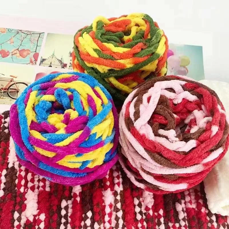 Single Thick Woolen Icelandic Yarn Thick Dyed Polyester Wool Yarn Chenille Extra Thick Yarn