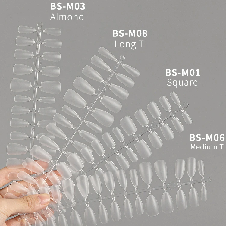 Custom logo 300Pcs/Box C Curve Nail Tips round Acrylic Full Cover Clear  nail tips