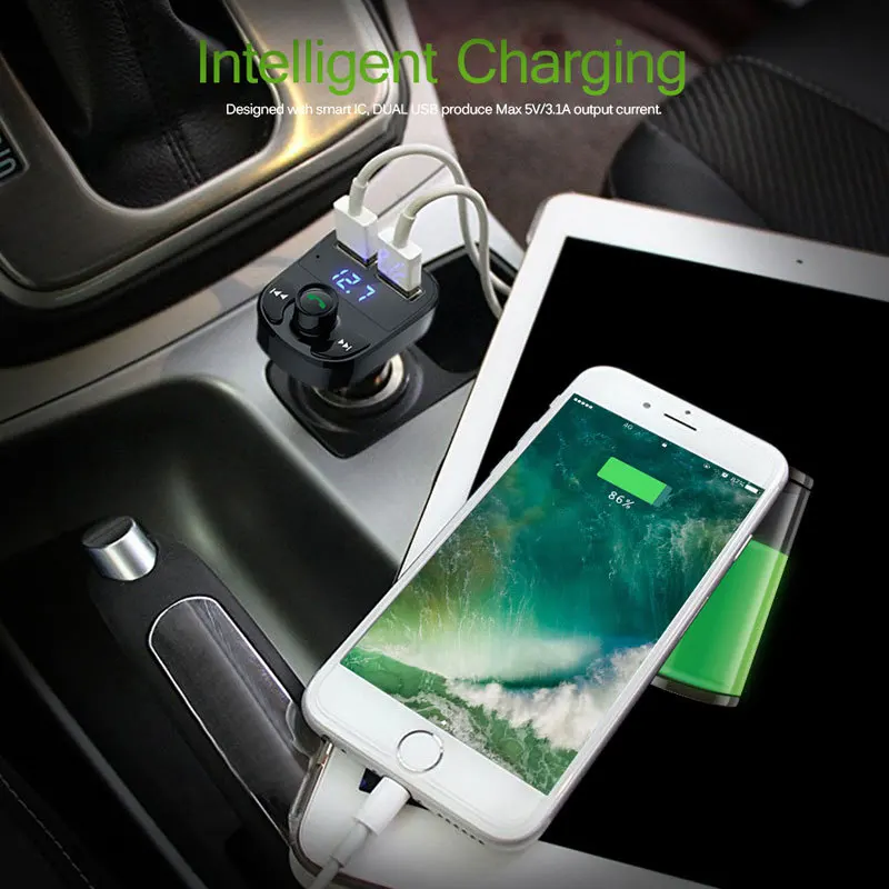  New Arrival Qc3.0 Quick Charge Car Bluetooths 5.0 Handsfree Kit Fm