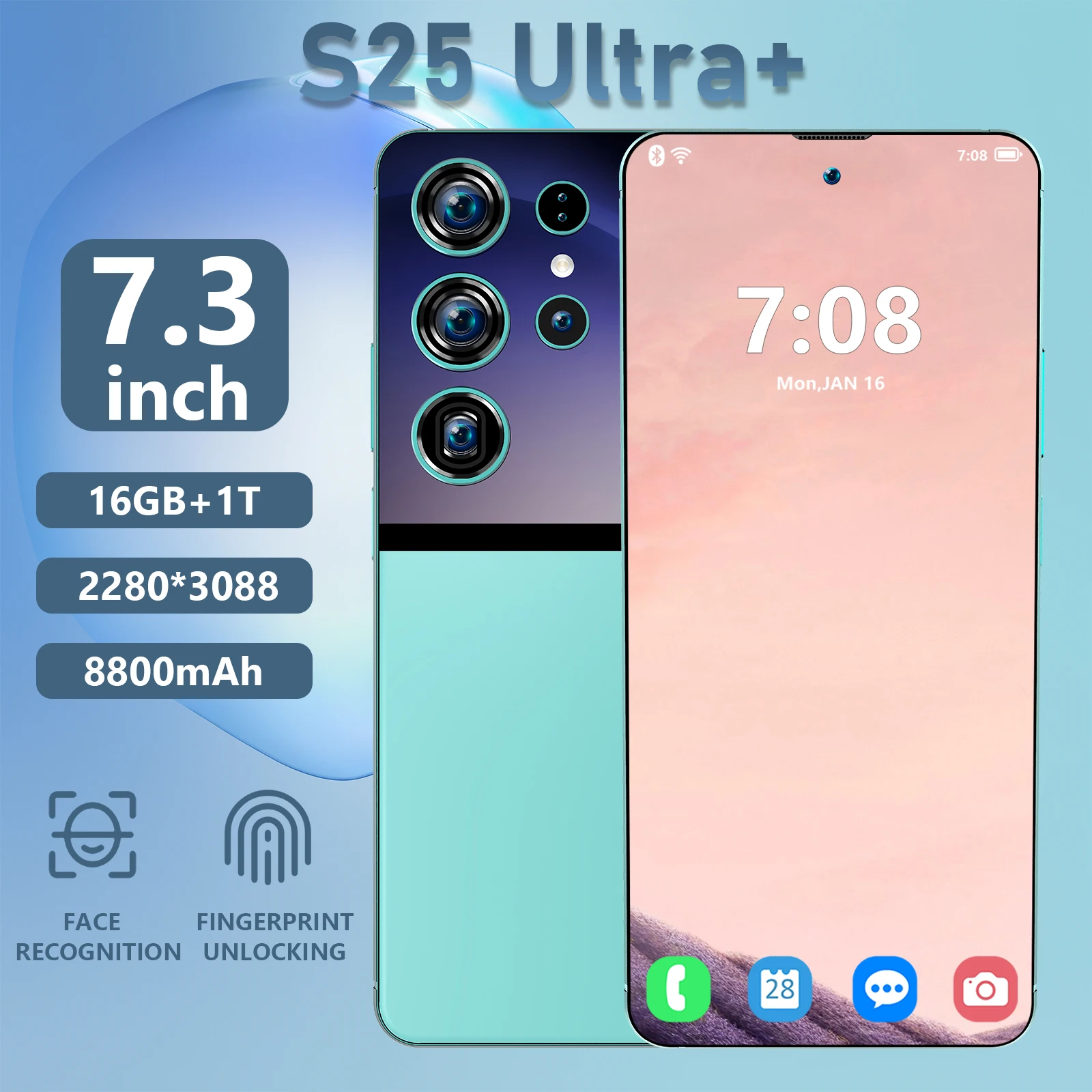 2024 For Africa Market Factory Price S25 Ultra+ Unlocked Smartphone Dual SIM+TF Card Flash Memory 5G S25 Ultra Plus Cell Phones
