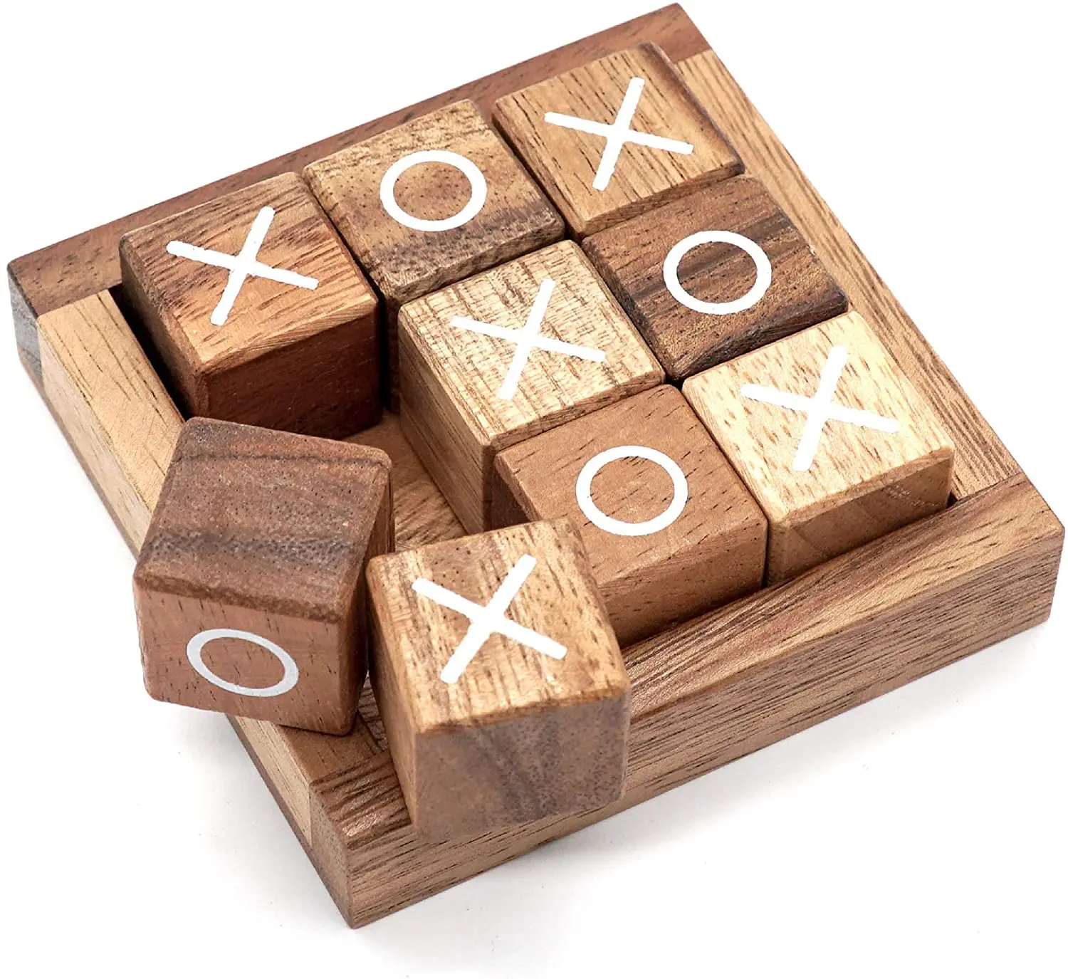 Coffee Table Living Room Decor Family Games Night Classic Board Games Wood Rustic Tic Tac Toe for Kids and Adults