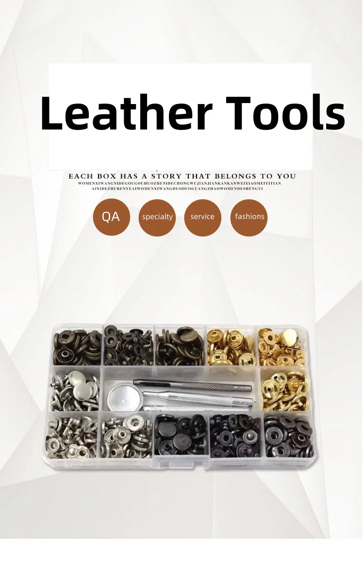 400sets 6mm 8mm 10mm Metal Double Cap Side Round Rivet Spike Stud For Leather Belt Wallet Bag Clothes Assortment Kit Box