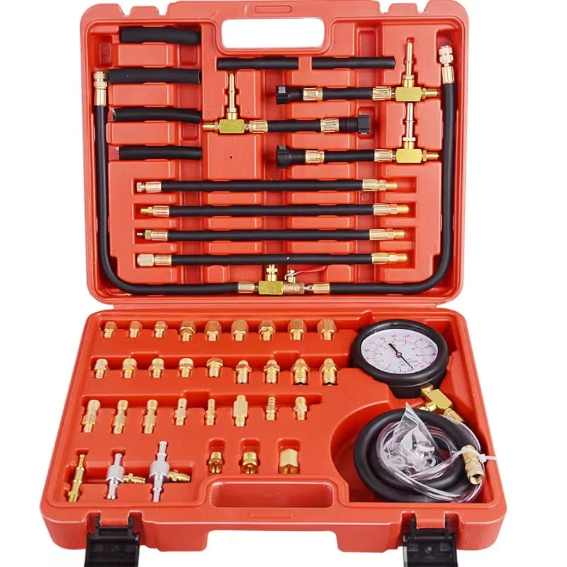 TU-443 Universal Fuel Injection Pump Pressure Tester Gauge System Tool Kit Set 0-140  PSI Fuel Pressure Gauge Complete Kit