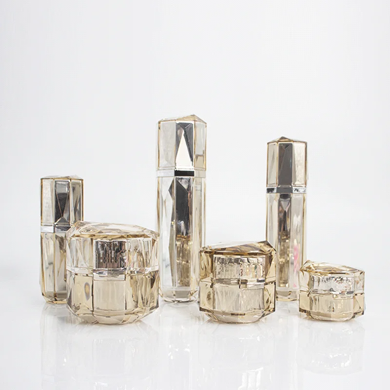 Graceful Lotion Cream Skincare Container Fashional Style Polygon Acrylic Bottle For Cosmetic Packaging