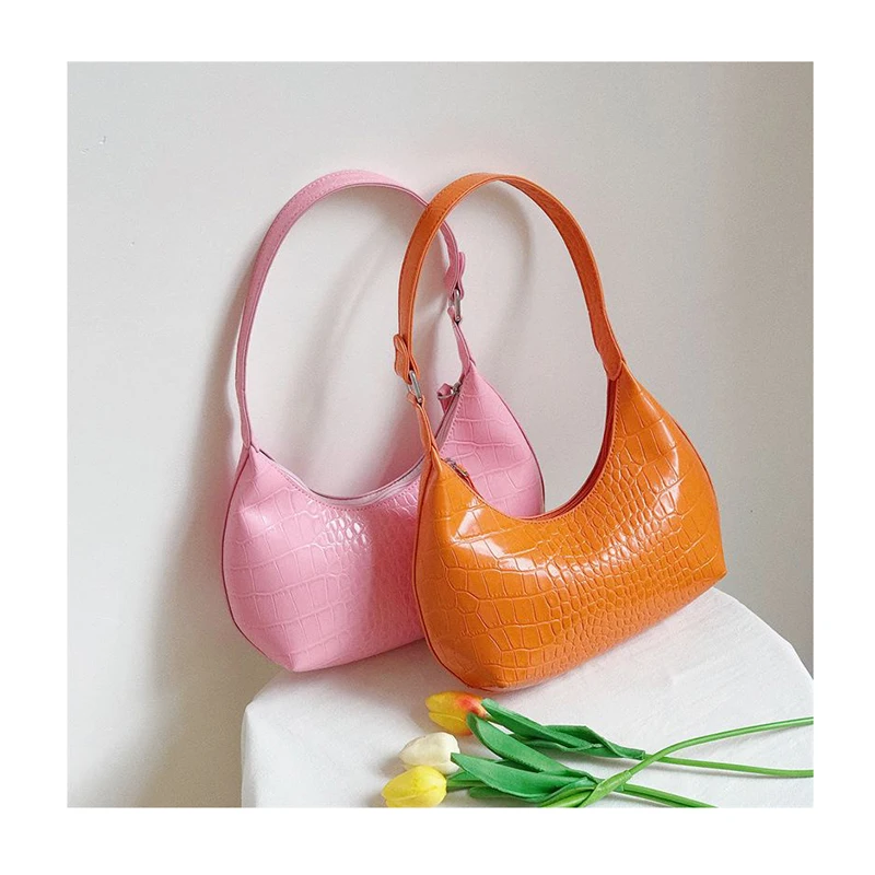 High Leather Pu Alligator Handbags For Women 2021 Jelly Hand Bag Wholesale Fashion Female Chic Shoulder Armpit Purses Bolsas