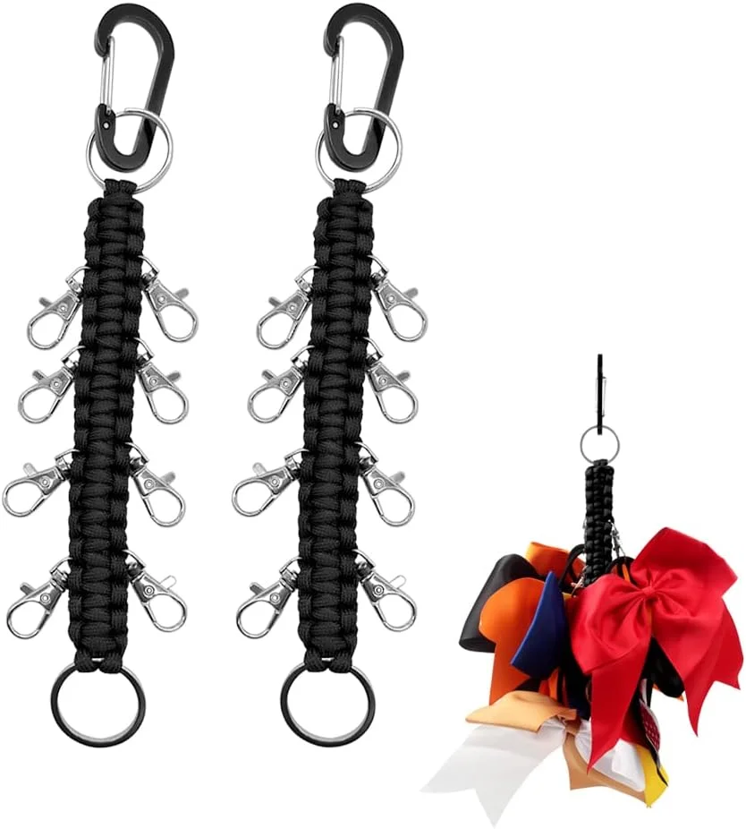 Hooshing Cheer Bows Holder Handmade Carabiner Paracord Keychain for Teen Girls Cheerleading Sports