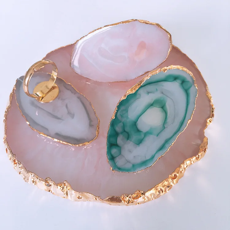 New Japanese Turpentine Shell Nail Ring Palette Adjustable Mini Jade Agate Ring Nail Art Palette