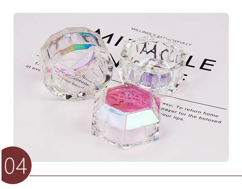 Dazzle AB color washing Cup Nail Art Glass Dappen Dish Crystal with lid nail acrylic liquid powder cup