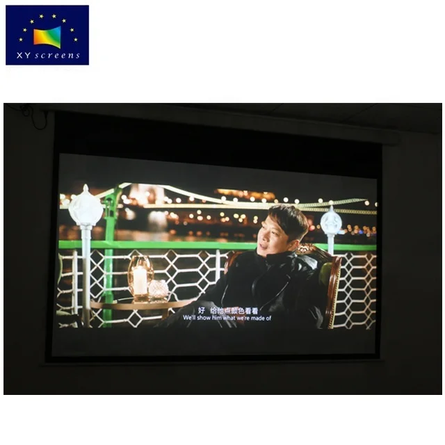XYScreens 90-150 inch 4K Matt White Wall Ceiling Electric Motorized Tab-Tension Drop Down UHD Projection Projector Screen